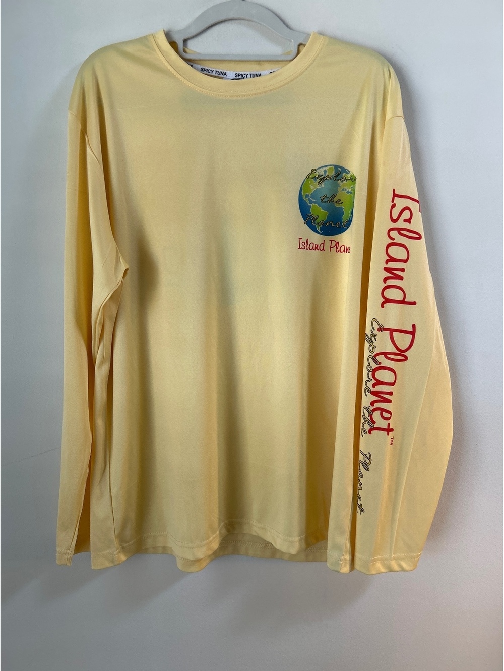 Spicy Tuna Island Planet Long Sleeve T-Shirt Yellow Size L